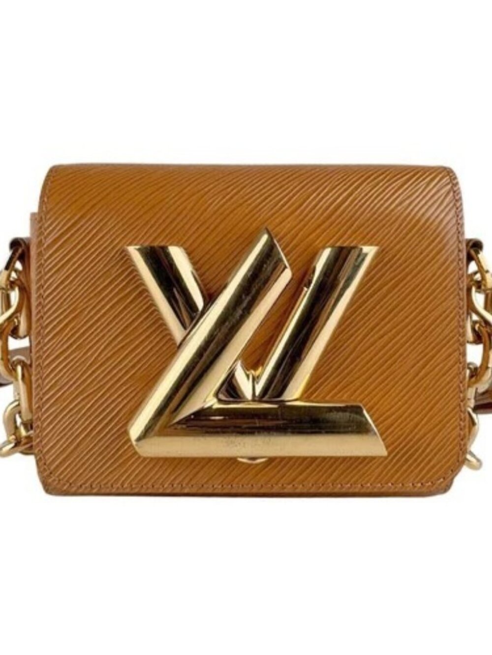 Auth LOUIS VUITTON Epi Twist Lock XL Shoulder Bag Brown/Gold Leather/Metal z9493